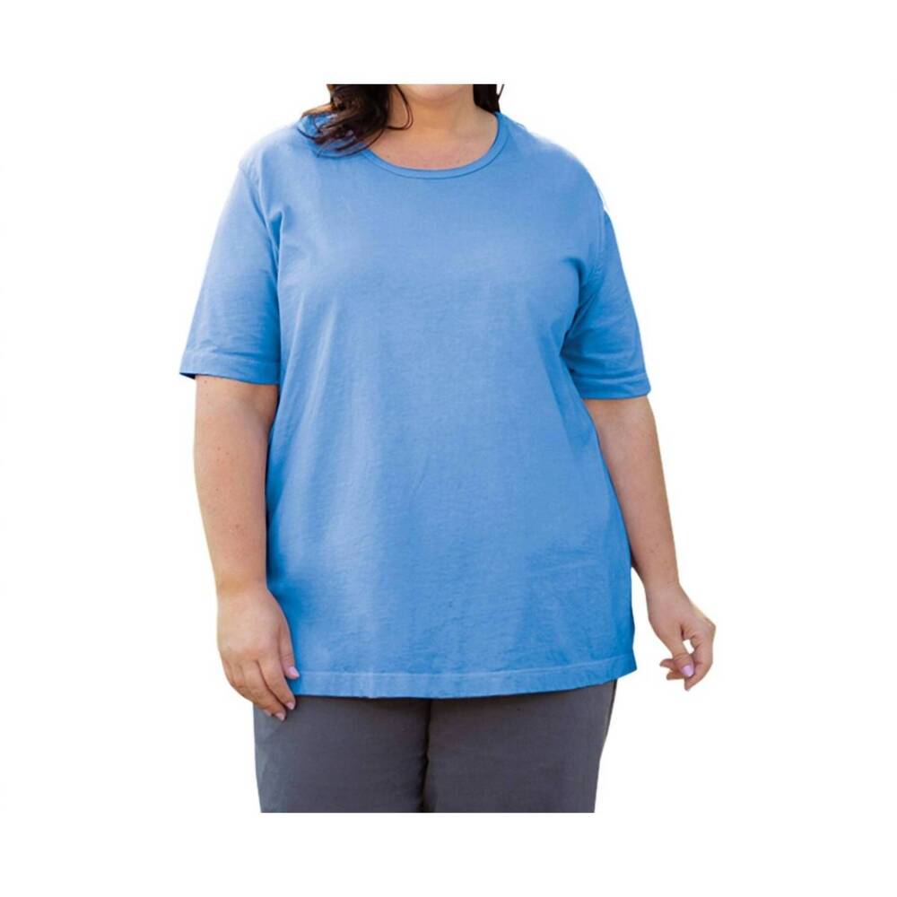 NEW ON THE PLUS SIDE cotton short sleeve tee - plus in vista